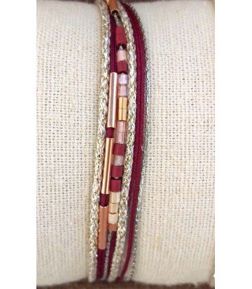 Bracelet multitours chaîne-fil-perles