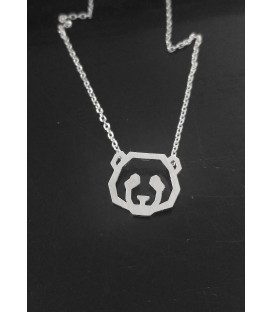 collier panda en laiton argenté