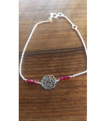 Bracelet petit arabesque et perles bordeaux