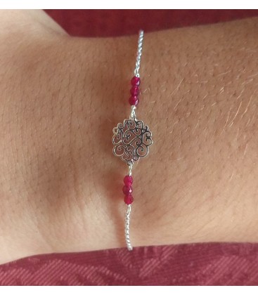 Bracelet petit arabesque et perles bordeaux