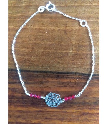 Bracelet petit arabesque et perles bordeaux