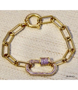 Bracelet fermoir Strass Mauve