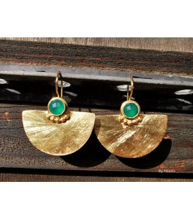 Boucle d'oreille demi lune avec laiton brossé